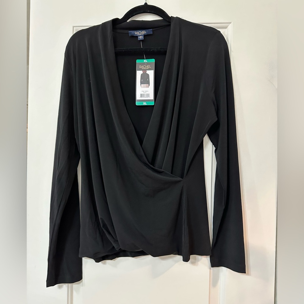 RACHEL Rachel Roy Black Wrap Blouse